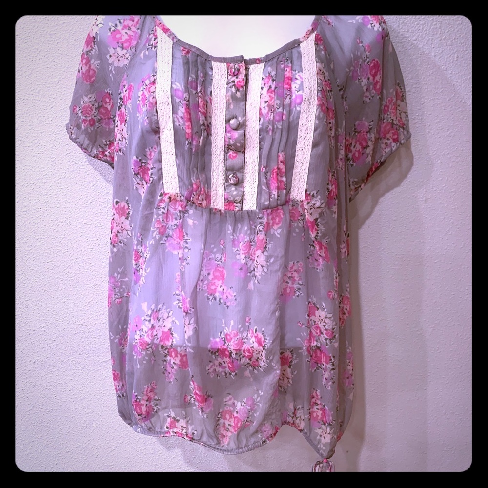 Ana sheer floral blouse